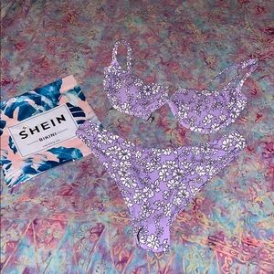 BRAND NEW! Shein purple floral bikini
